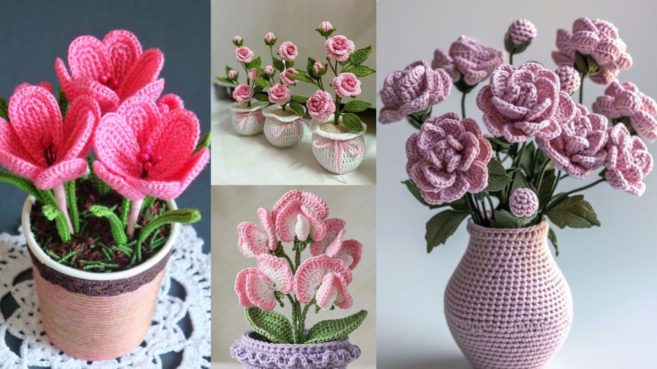 Elegant Crochet Flowers That Brighten Any Space//Charming Crochet Flower Arrangements for Home