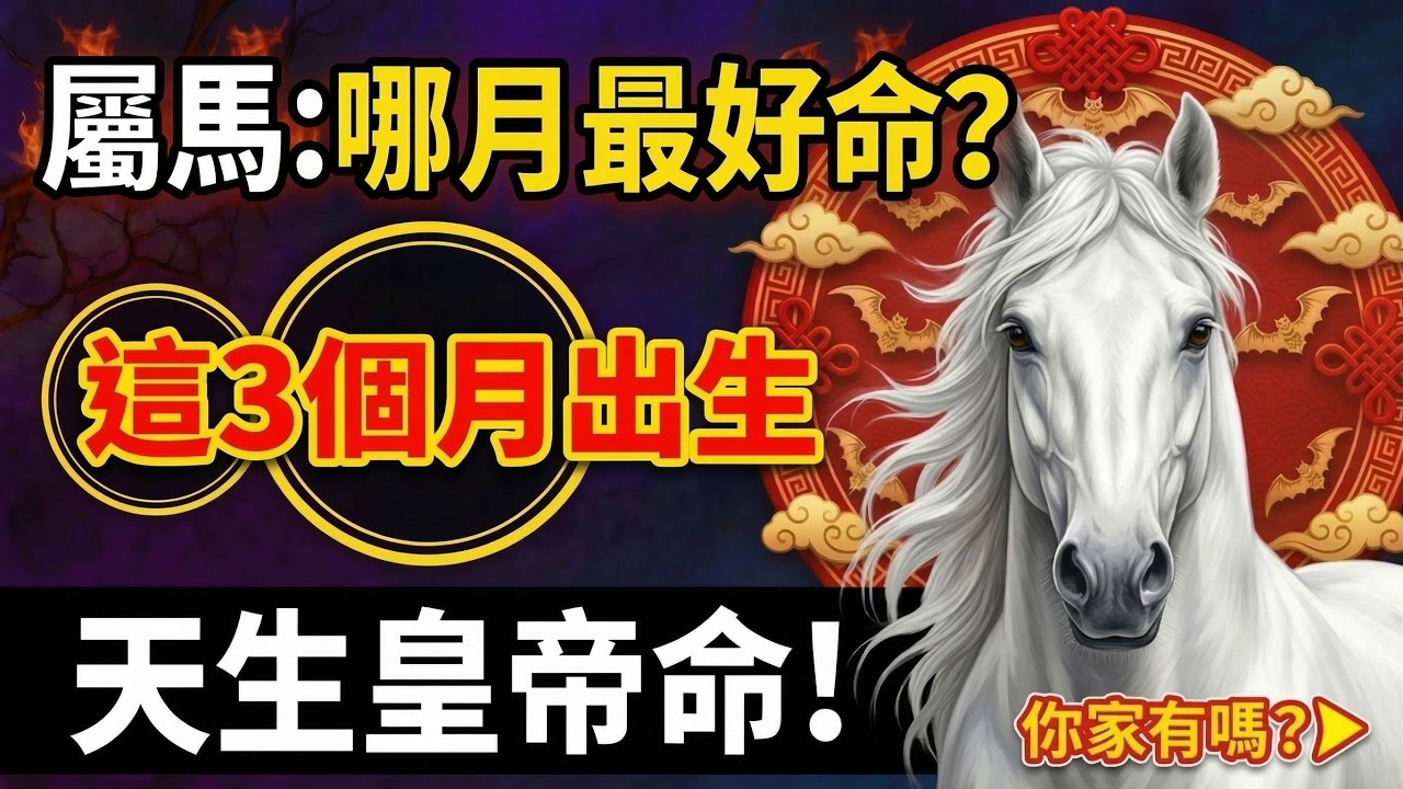 屬馬最喜哪個月？這幾個月份出生的屬馬人，其實是天生的皇帝命！快看有你嗎？#生肖馬2026運勢 #2026屬馬運勢 #生肖馬運勢 #財運 #出生月份 #風水改運 #屬馬 #生肖馬 #丙午馬年 #屬馬運勢