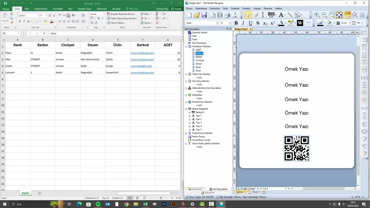 Bartender Excel İle Veri Aktarımı Eğitimi