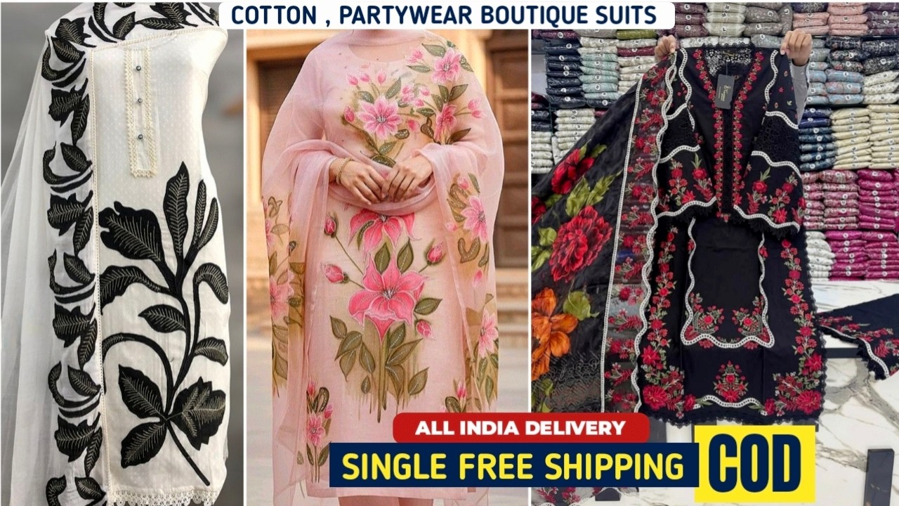 SINGLE COD DELIVERY नए नए सूट लो आधे रेट में SALE Cotton Partywear Suit For Girls , Pakistani Suit N