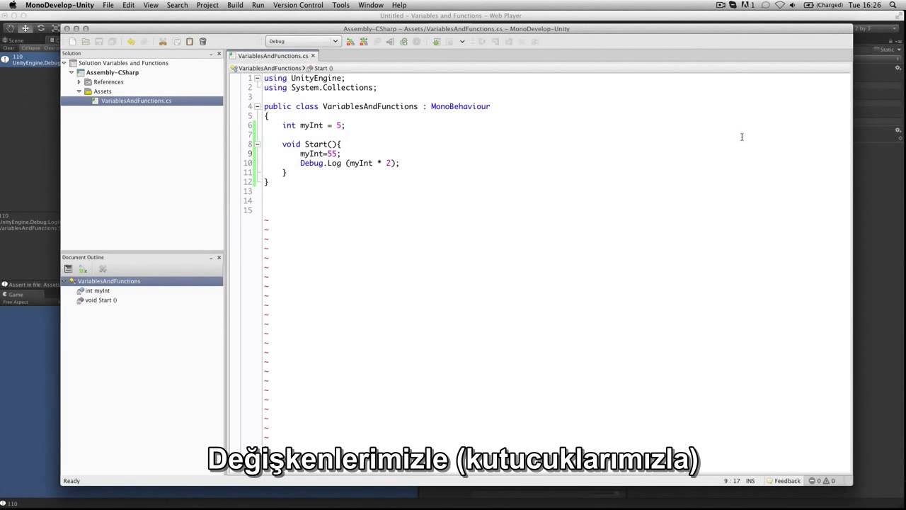 Unity3D Dersleri 2 (Değişkenler ve Fonksiyonlar)