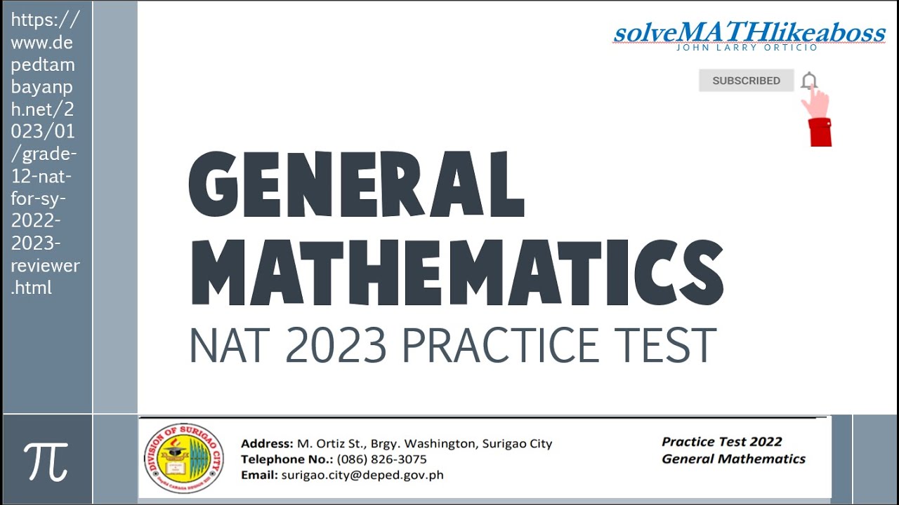 GENERAL MATH REVIEWER | NAT 2023 SAMPLE QUESTIONS WITH EXPLANATION | TAGALOG | GRADE 12