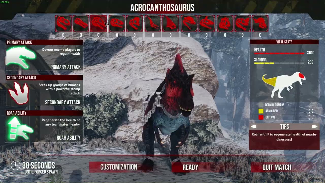 Acrocanthosaurus gameplay - Primal Carnage: Extinction