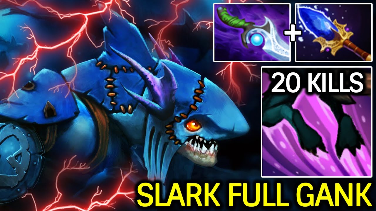Slark Full Gank &ndash; Scepter + Diffusal 100% Aggressive Plays Dota 2