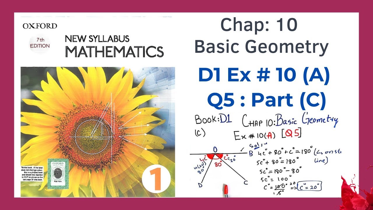 Exercise 10(a) Question#5 part(c) Oxford NSM || D1 || Chapter 10 || Basic Geometry