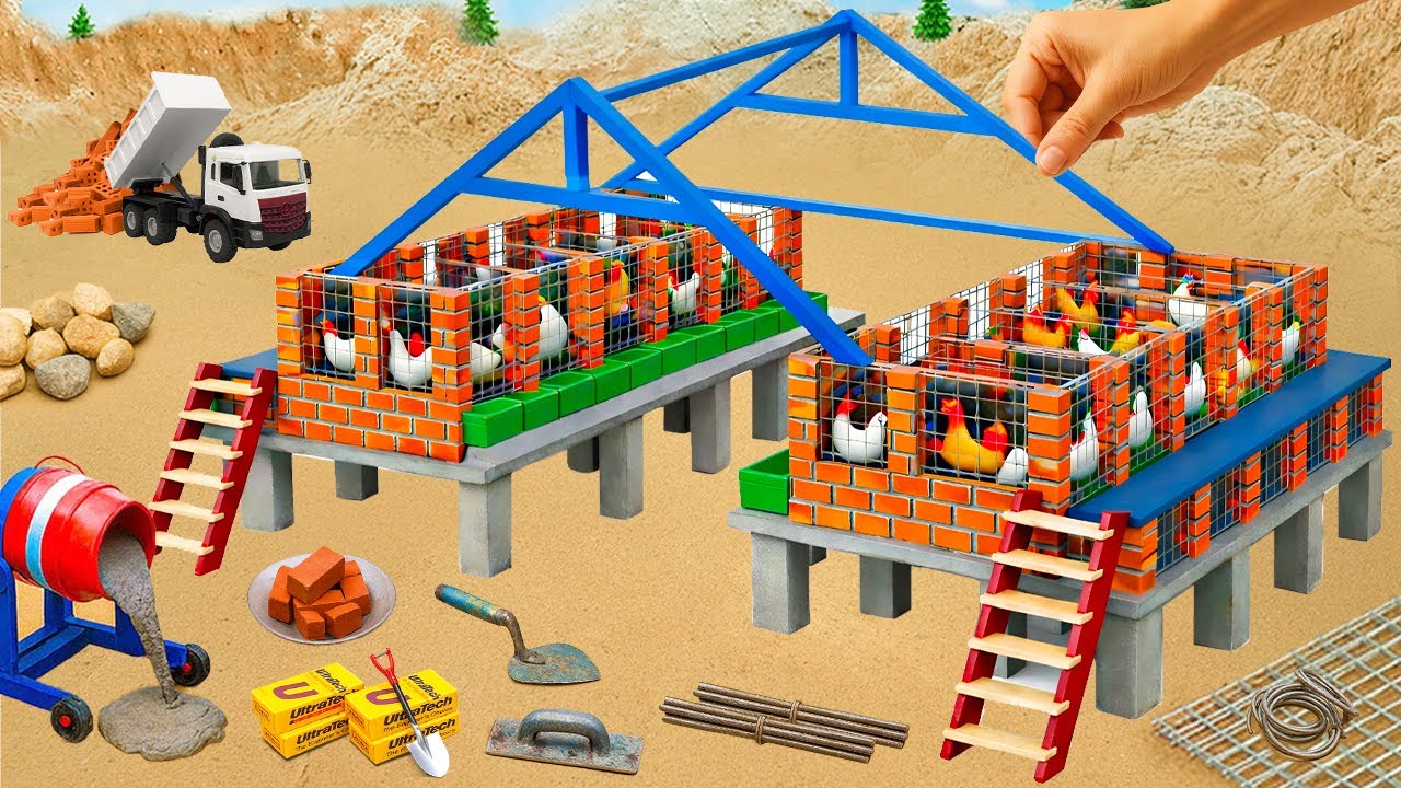 Mini Tractor DIY Construye un Gallinero de Dos Pisos con Malla Protectora contra Cocodrilo