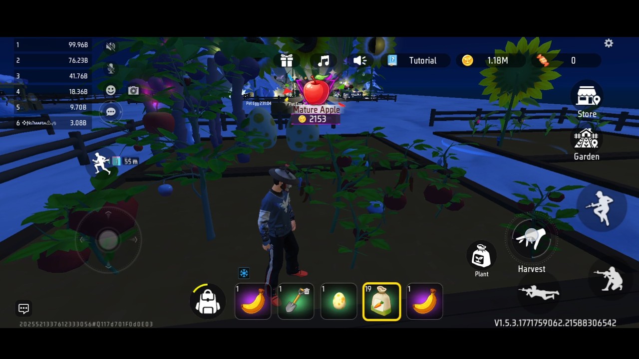 Free Fire Max craft land free garden map and grow a big tree.