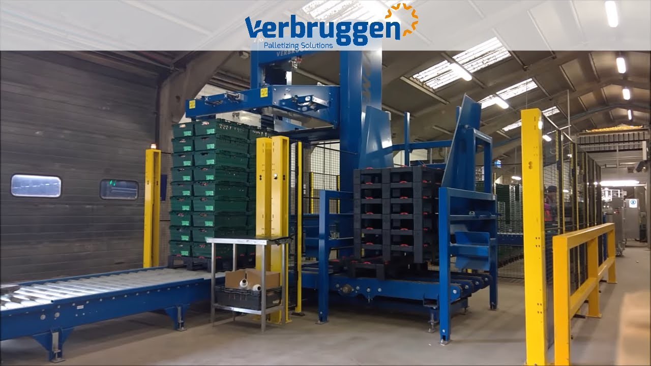 Palletizing | Automatic Box Palletizer VPM-BL by Verbruggen | Stacking Crates of potatoes