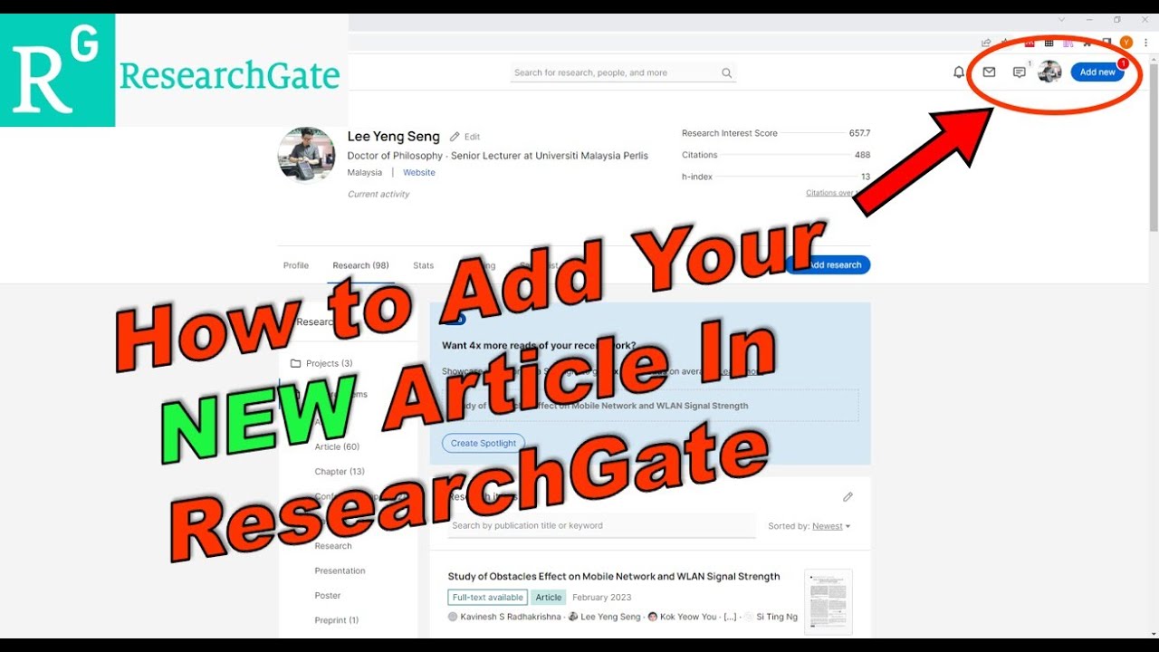 Как добавить статью в ResearchGate