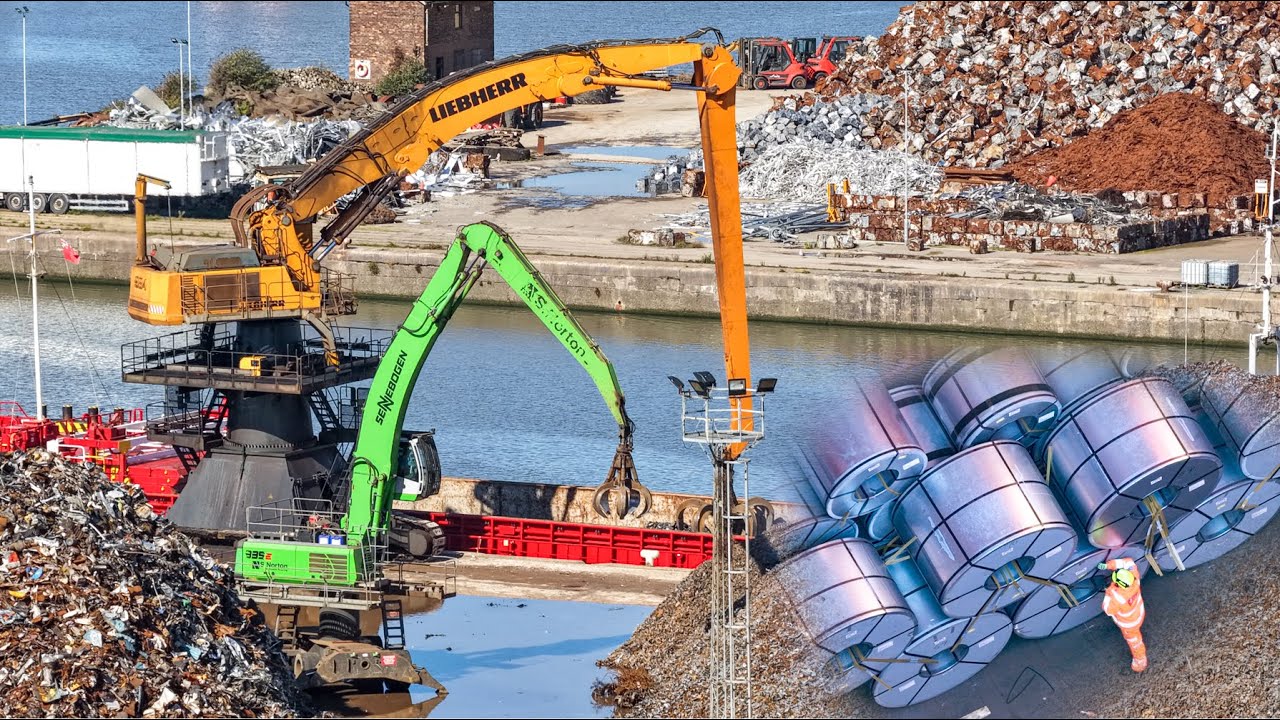Un-Loading Cargo Ship & HUGE Rolls of STEEL COILS! Look around Liverpool Docks Bootle #recycling ♻️