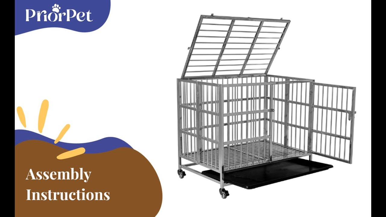 PriorPet Assembly Video, Heavy-Duty Dog Crate, Foldable,  Dog Cage for Easy Transport, Stainless