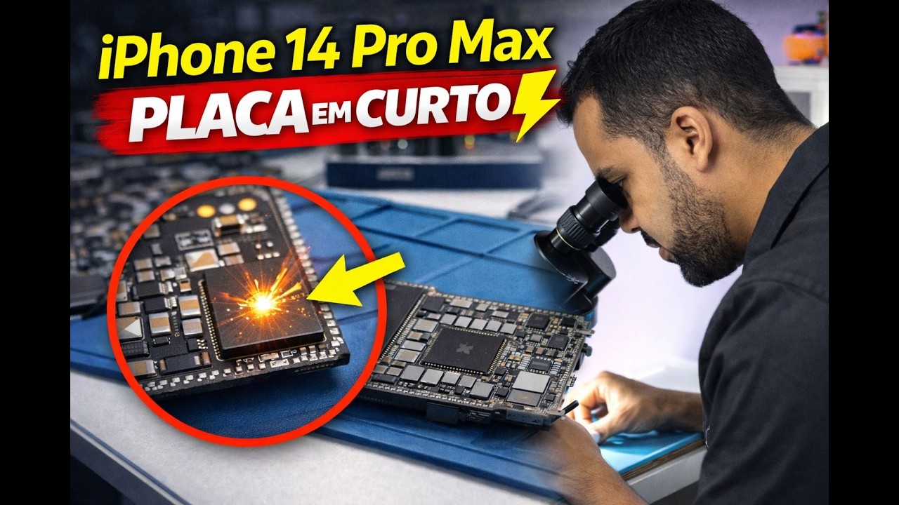 iPhone 14 Pro Max com PLACA EM CURTO ⚡ Diagnóstico e Reparo na Bancada