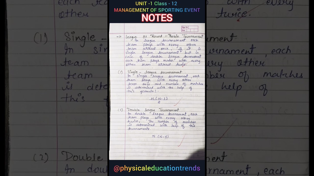 NOTES | CLASS 12 | UNIT 1 | PHYSICAL EDUCATION | MANAGEMENT OF SPORTING EVENTS|#easy #notes #class12