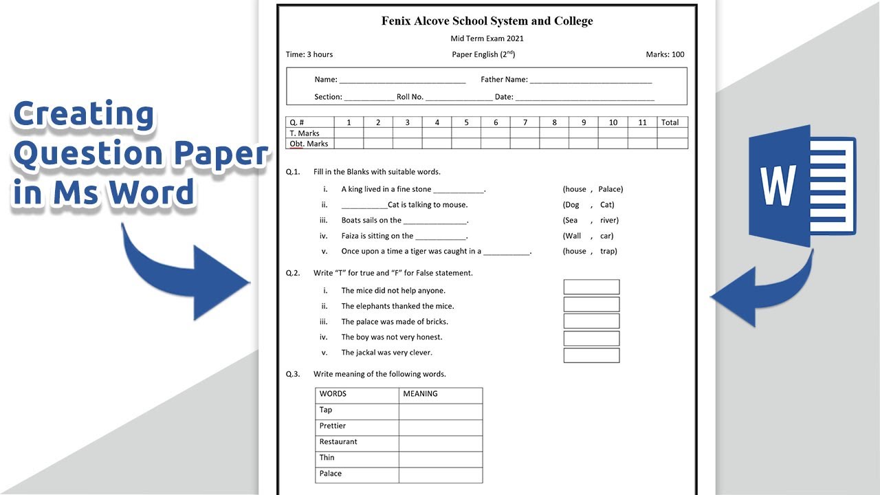 Creating Question paper in Ms word 2019 || Multiple Choice Questions in word || Quiz in Ms word 2019