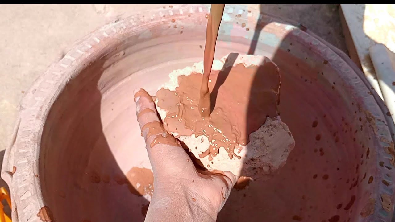 Pure soft Red Dirt Clay pot crumbling ❤️@GoldenStarAsmr