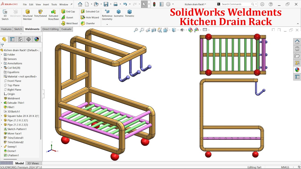 Учебное пособие по сварным конструкциям в SolidWorks: Кухонная сушилка для посуды (Конструкционны...
