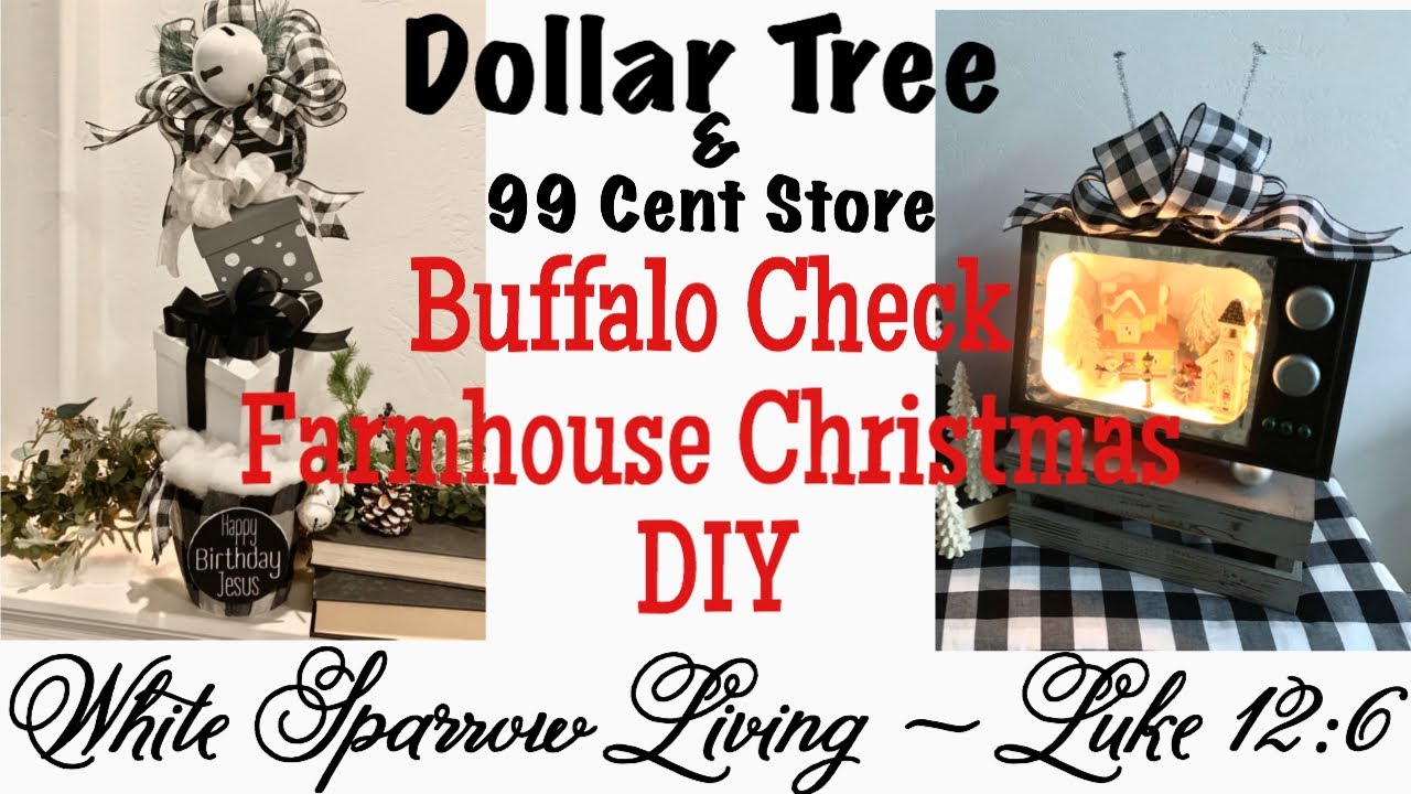DIY DOLLAR TREE BUFFALO CHECK FARMHOUSE CHRISTMAS DECOR