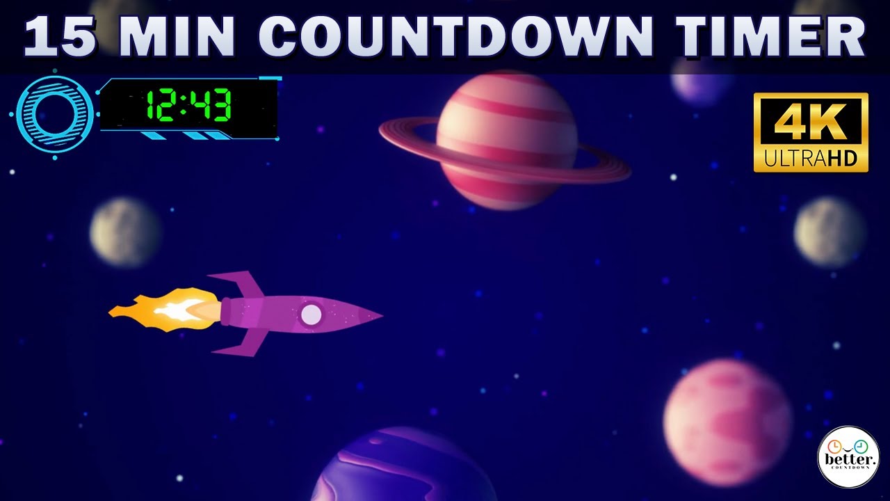 15-Minute Countdown for Kids 🚀 | Rocketship Adventure Through Space | Fun Timer for Class & Home