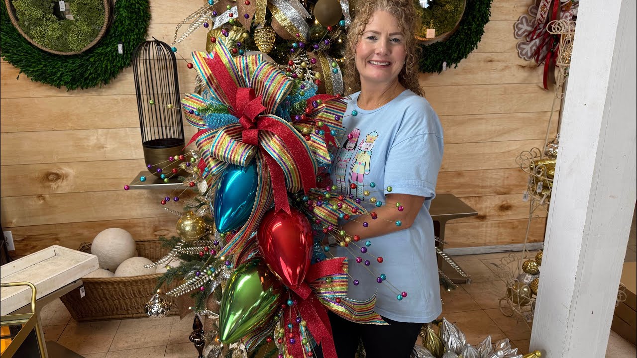 Whimsical Christmas Swag with Giant Bulbs | DIY Holiday Door Decor with Lorie