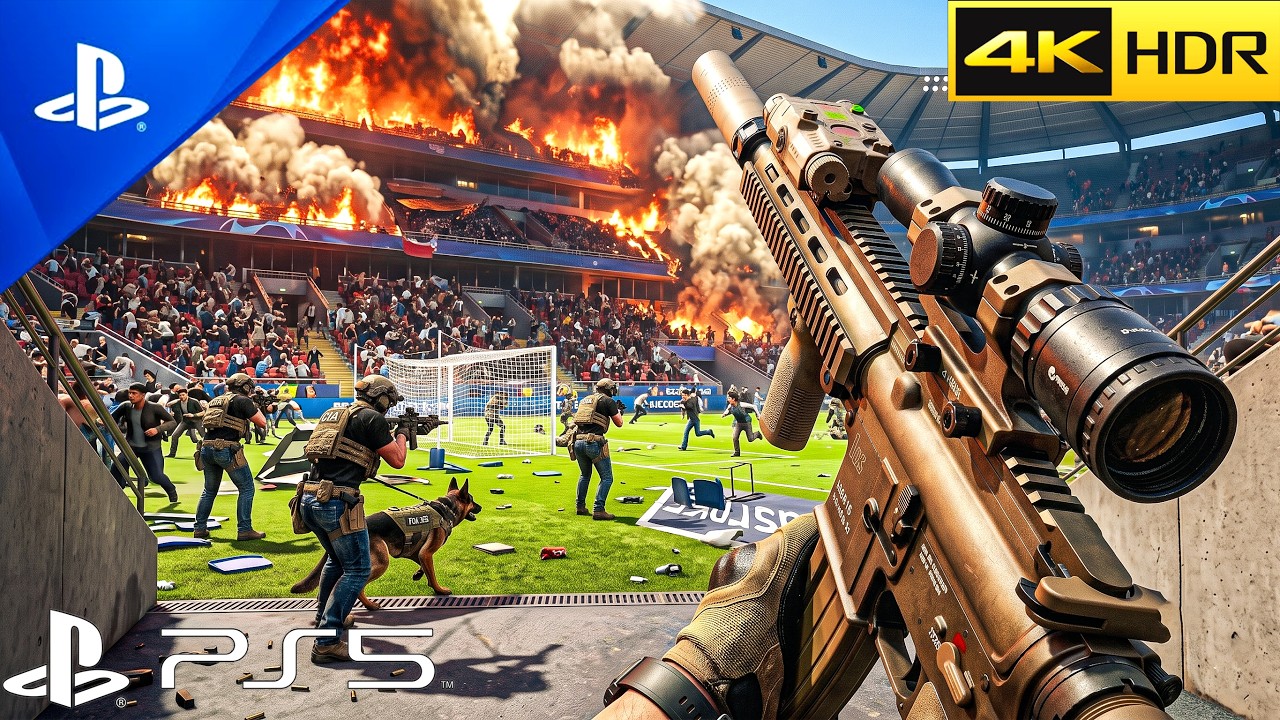 FOOTBALL STADIUM TERROR ATTACK | Realistic Ultra Graphics Gameplay Call Of Duty MWIII 4K60FPS