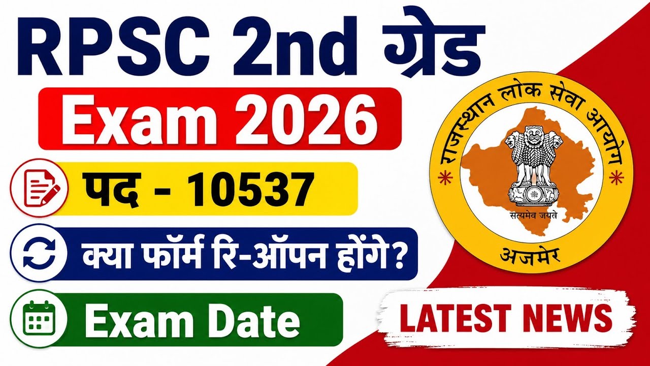 2nd Grade Exam Postponement Update | RPSC 2nd Grade Form Reopening Update | Latest News on 2nd Gr...