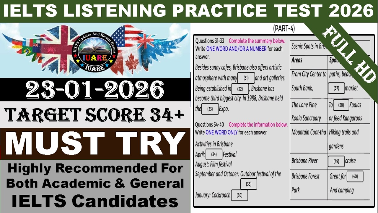 IELTS LISTENING PRACTICE TEST 2026 WITH ANSWERS | 23.01.2026