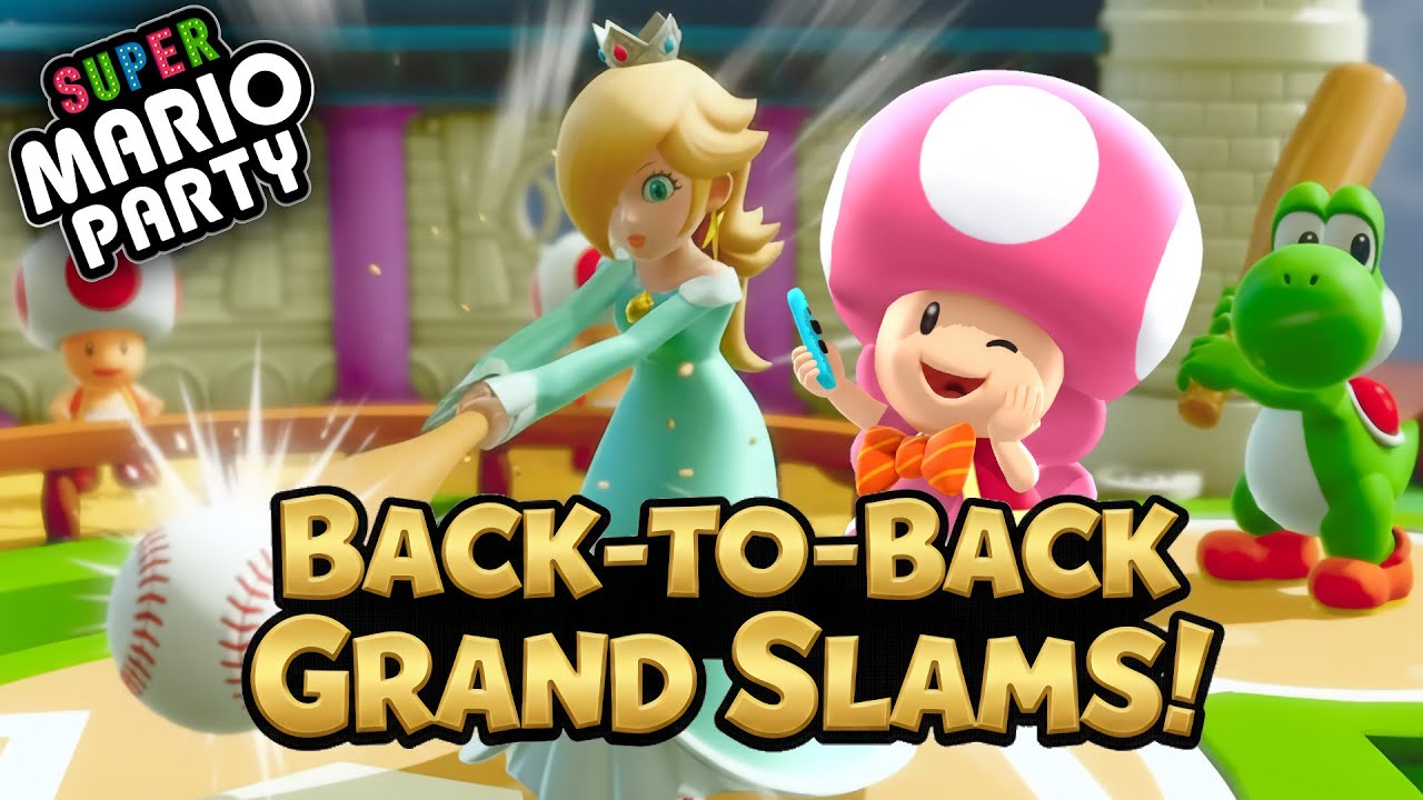 Super Mario Party Mini League Baseball Rosalina and Yoshi vs Hammer Bro and Pom Pom