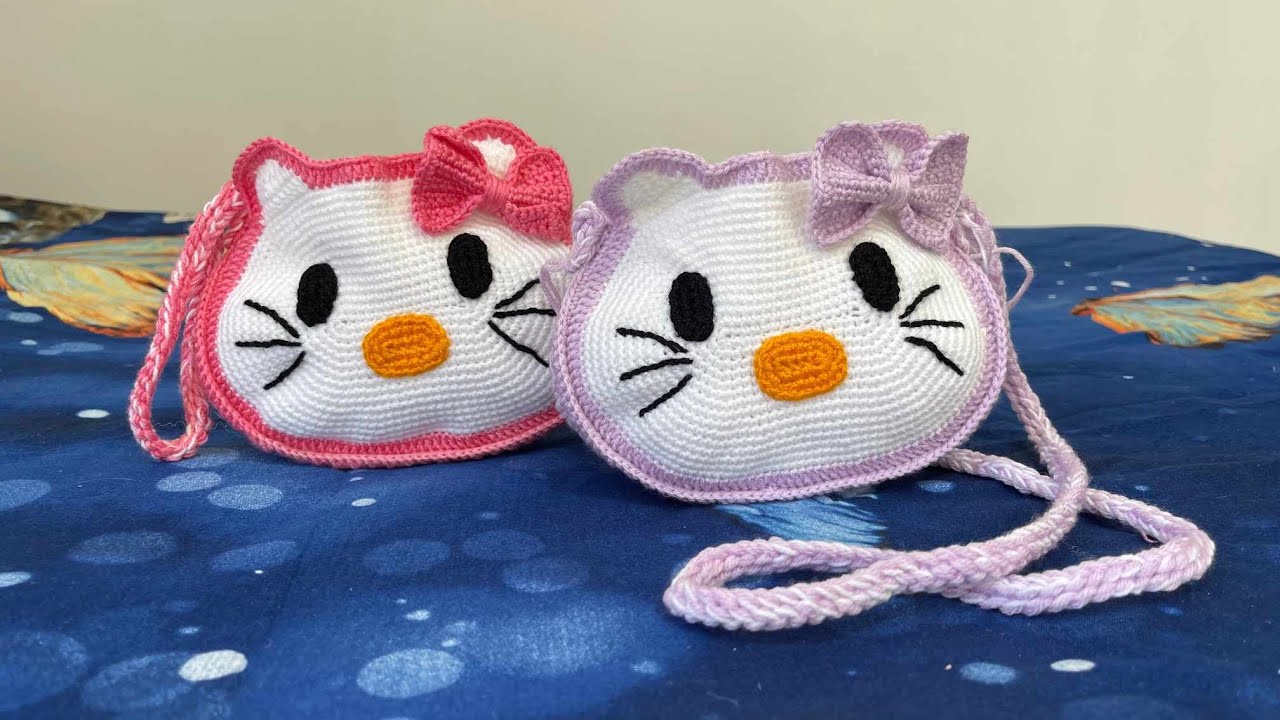 Cartera de Kitty tejida a crochet paso a paso.