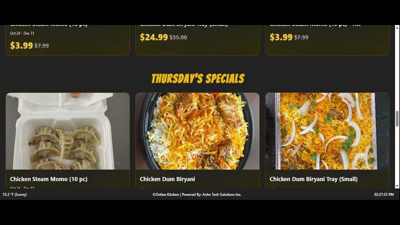 Weekly special highlights Menu Display System - Anbe Tech Solutions.