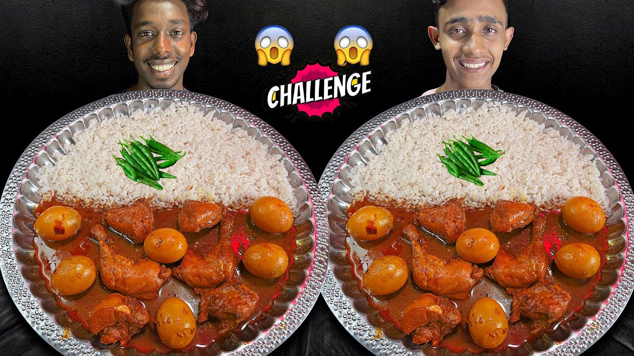 SPICY EGG CURRY WITH RICE AND CHICKEN CURRY | EATING CHALLENGE | Eating Competition | EatBros