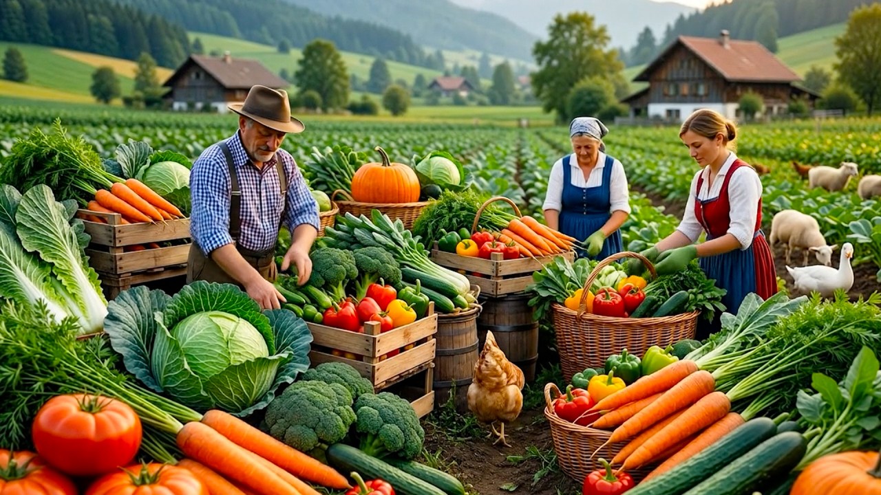Harvesting Fresh Vegetables & Making Sweet Corn Milk | Peaceful Swiss Farm Life