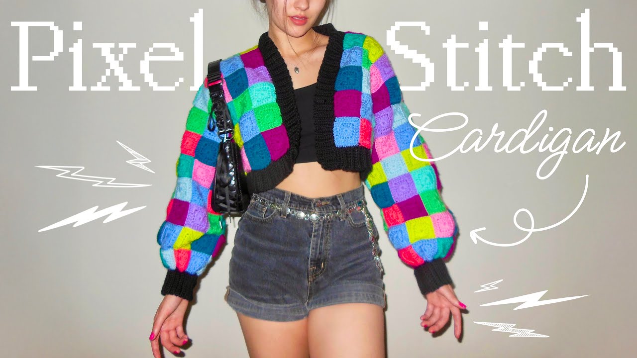 pixel cardigan using 220 granny squares!!! ~ crochet vlog