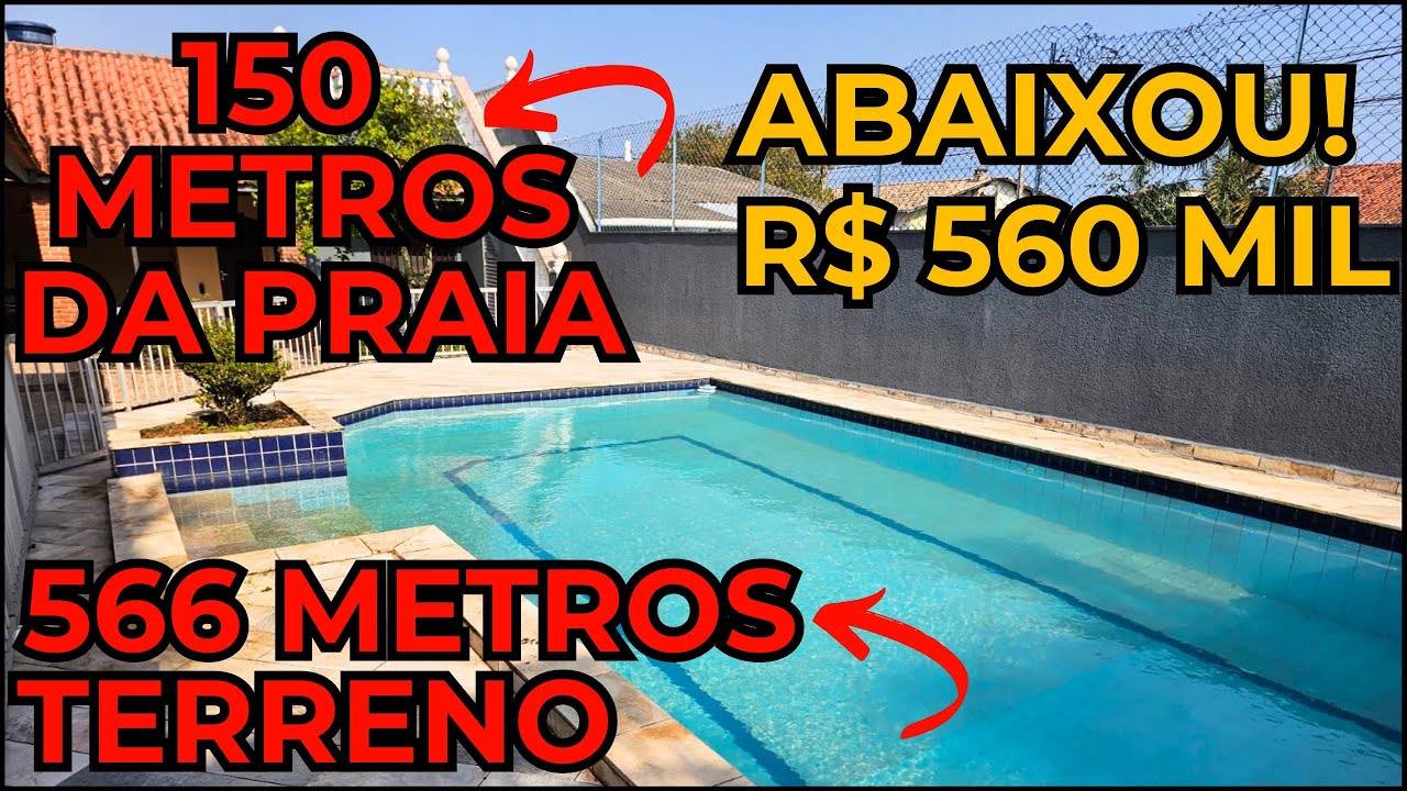( VENDEU ) R$ 560 MIL CASA 150 METROS DA PRAIA 566 METROS DE ÁREA ITANHAÉM LITORAL COM PISCINA