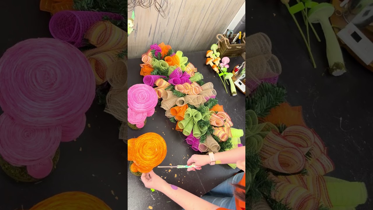 DIY Spring Wreath #diydecor #springdecor #doordesign  #mushroom