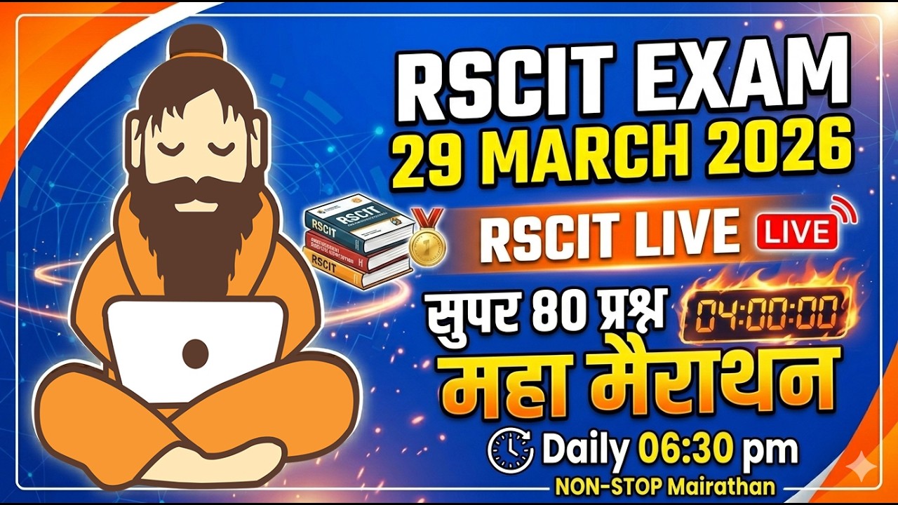 RSCIT Live Class 09 RSCIT Exam Important Questions 2026 RSCIT Computer Course RSCIT Exam 29 March 26