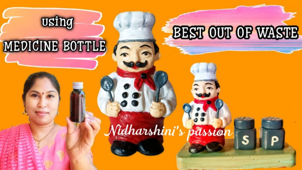 Best out of waste using medicine bottle| Chef doll making using plastic bottle| salt and pepper DIY