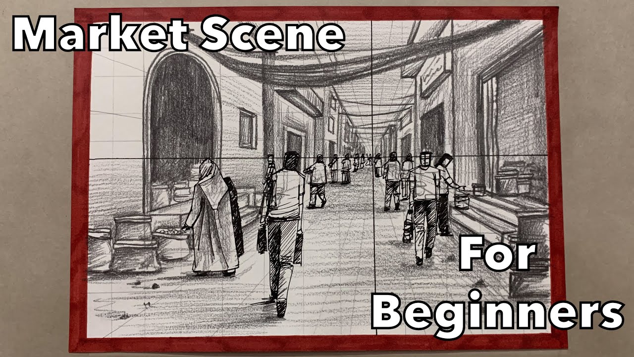 Market Scene Composition for Beginners | Part 02 | BFA,NID,NIFT,NATA, #perspective