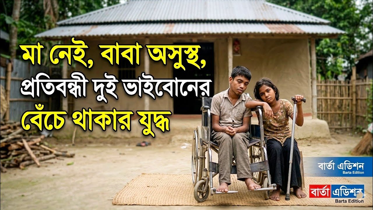 মা নেই, বাবা অসুস্থ, প্রতিবন্ধী দুই ভাইবোনের বেঁচে থাকার যুদ্ধ | Jamalpur Human Story | News