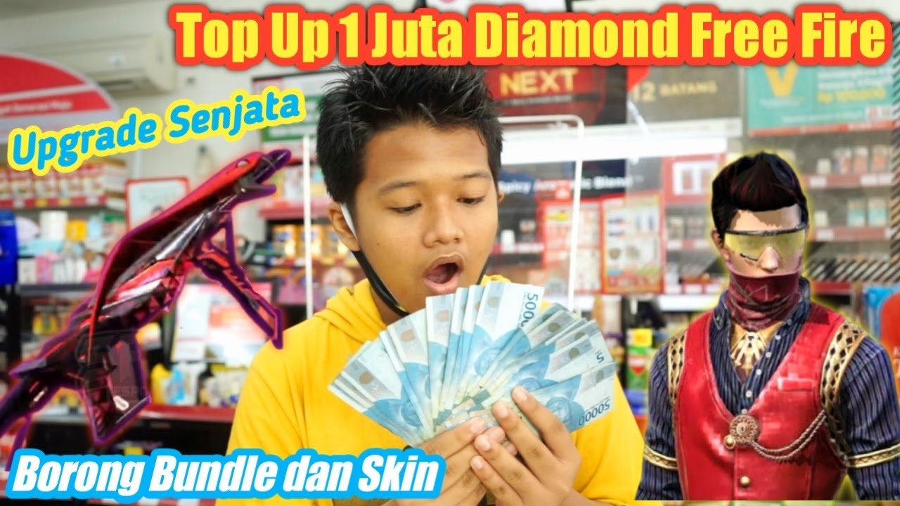 TOP UP DIAMOND FF 1 JUTA LANGSUNG BORONG BUNDLE DAN SKIN