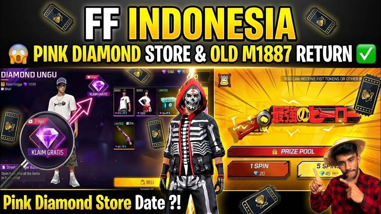 FF Indonesia Server Pink Diamond Store & Old M1887 Return Update