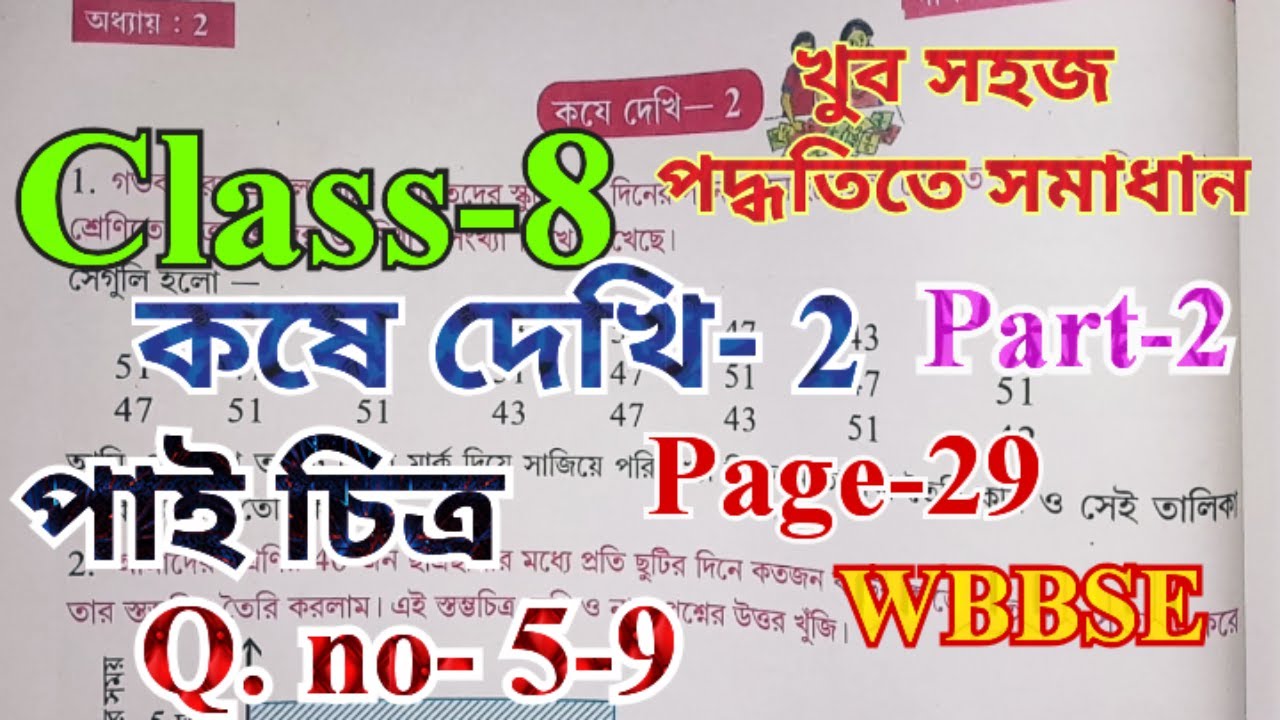 Class 8 math chapter 2 page 29 পাই চিত্র /math kose dekhi 2 class viii Q.No- 5-9 @w.ktuition