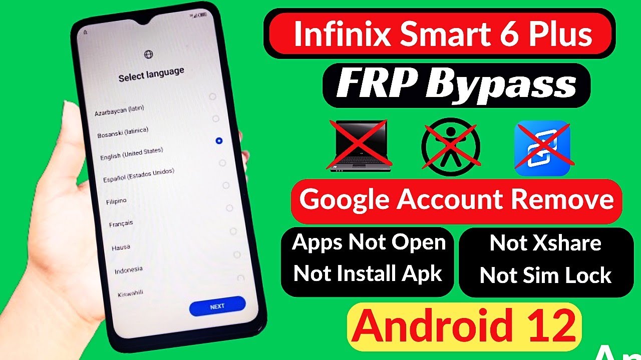 Infinix Smart 6 Plus FRP Bypass Android 12 | Infinix Smart 6 Plus (X6823C) Google Account Unlock✅