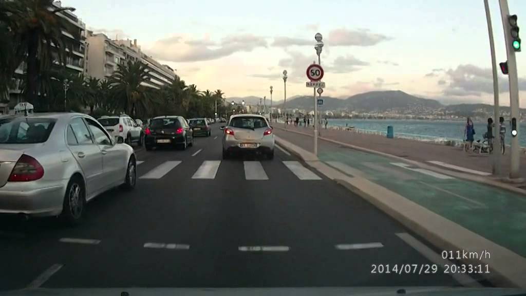 A drive along the Promenade des Anglais, Nice, France
