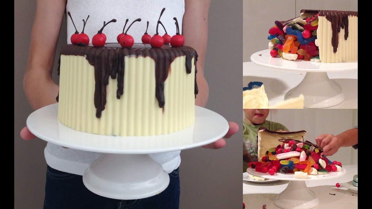 CHOCOLATE PINATA Birthday Cake HOW TO COOK THAT gluten free egg free Ann Reardon