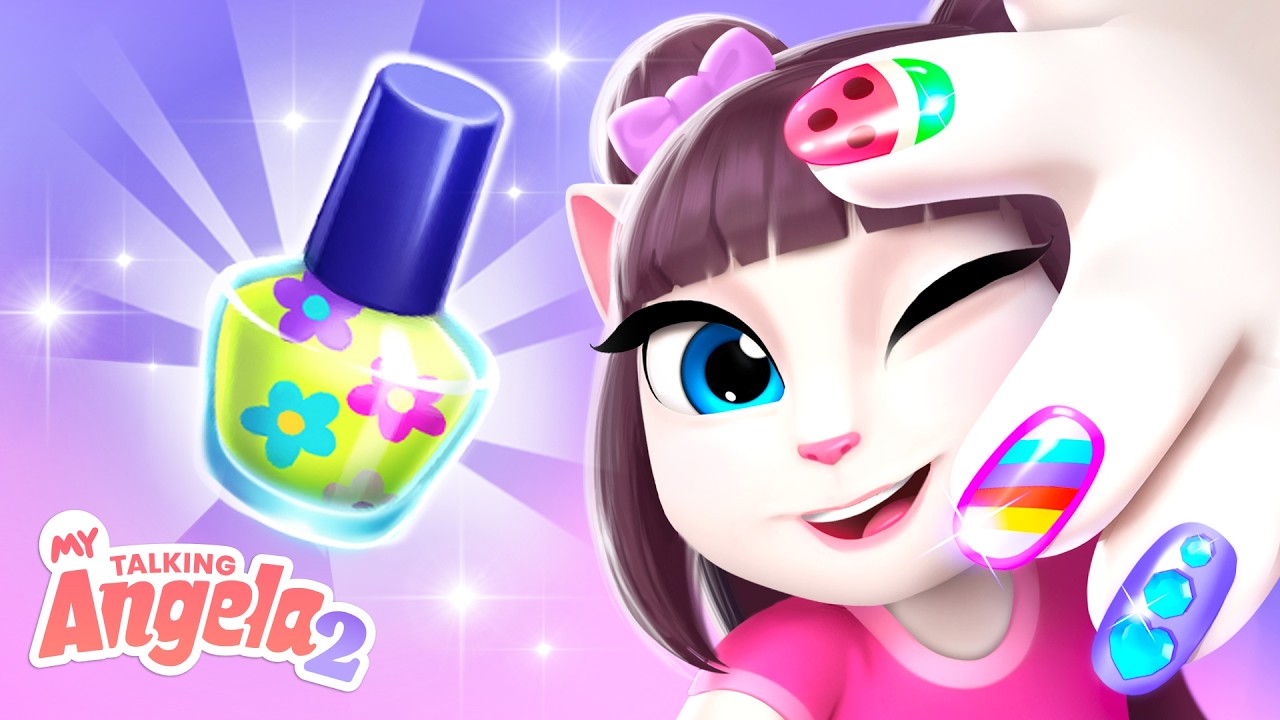 Side by Side Nail Makeover 💖💅 My Talking Angela 2 Gameplay