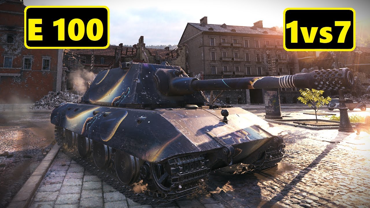 E 100. 1vs5 carry. 8 kills. World of Tanks Top Replays.
