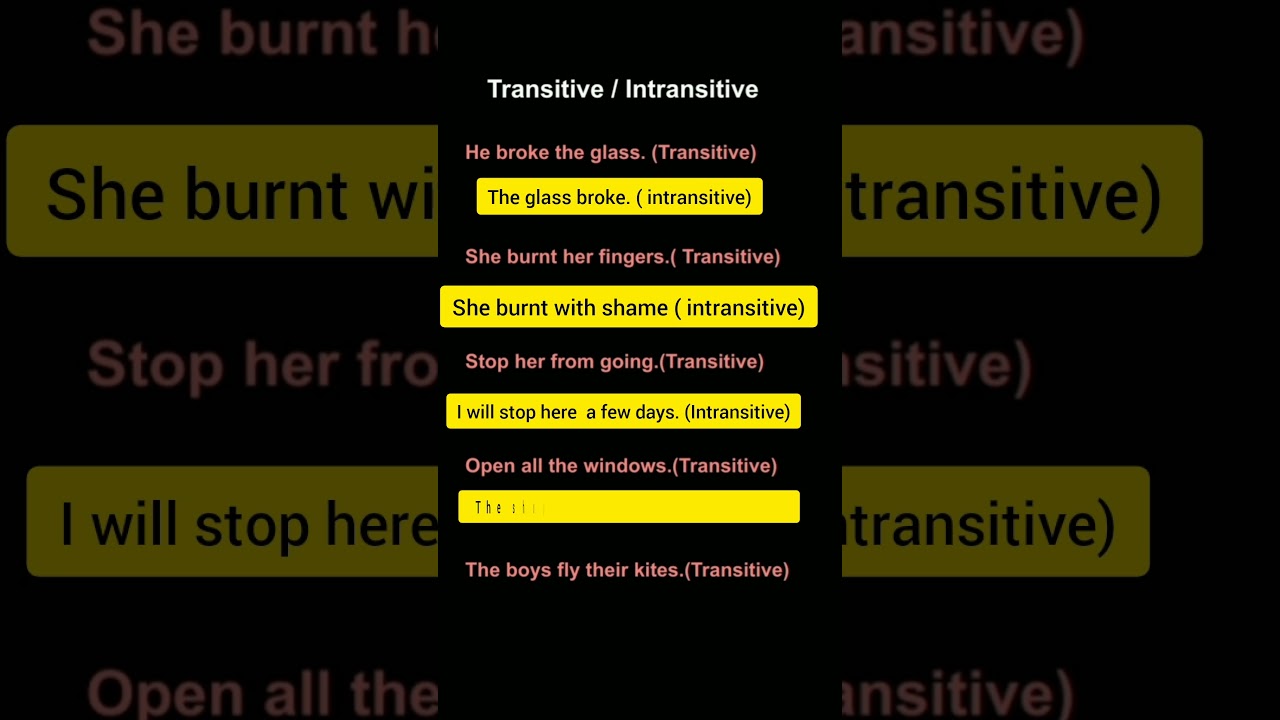 TRANSITIVE/ INTRANSITIVE EXERCISE 