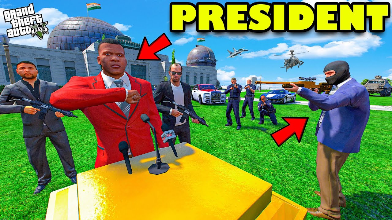 Franklin Becomes PRESIDENT & Gets Attacked by a Secret Hitman in GTA 5🔫🔥| SHINCHAN and CHOP