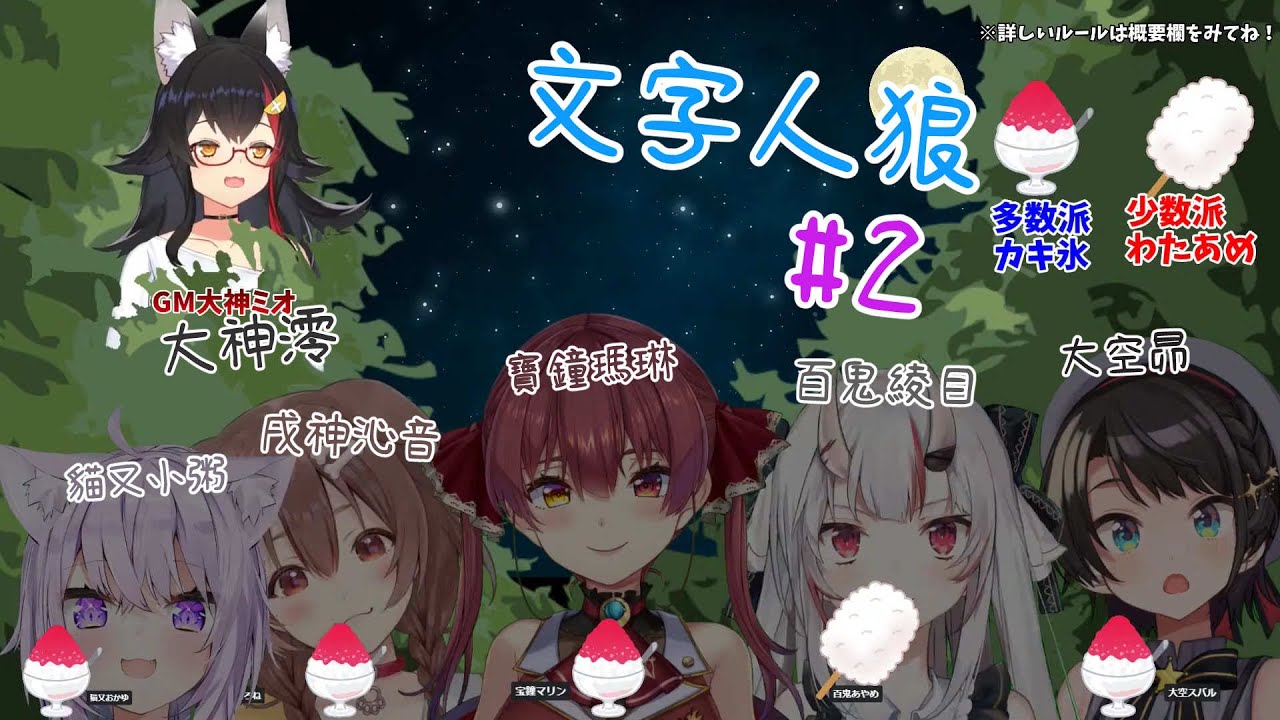 文字人狼-②【大神澪/貓又小粥/戌神沁音/寶鐘瑪琳/百鬼綾目/大空昴】