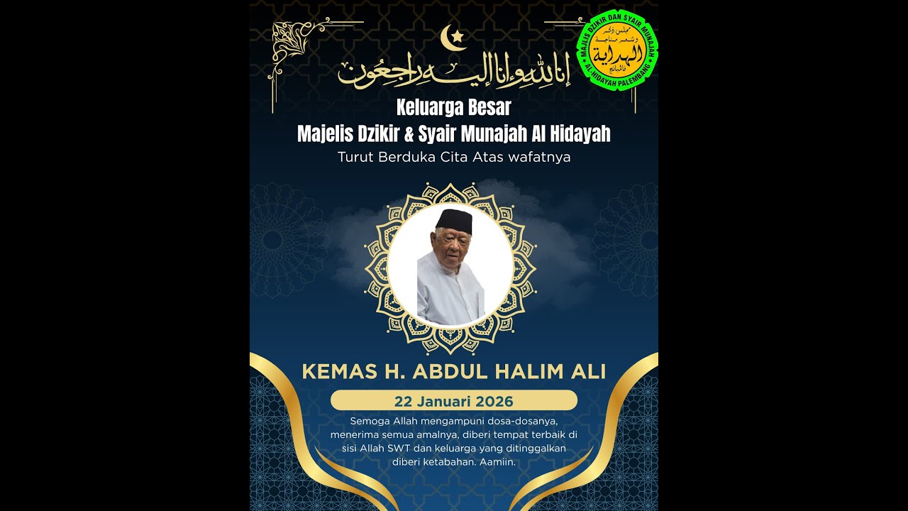 Live Prosesi Pemakaman Alm. Kemas H. Abdul Halim Ali bin Kemas Ali